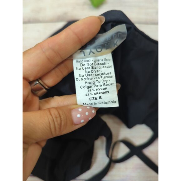 Women's JYORK the Label Dylan BLACK Pink One Piece DEEP V CUT Sz SMALL - Picture 5 of 5